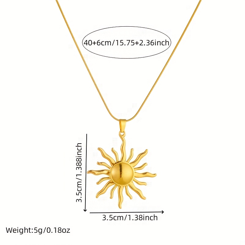 Bohemian Retro Golden Sun Pendant Stainless Steel Necklace